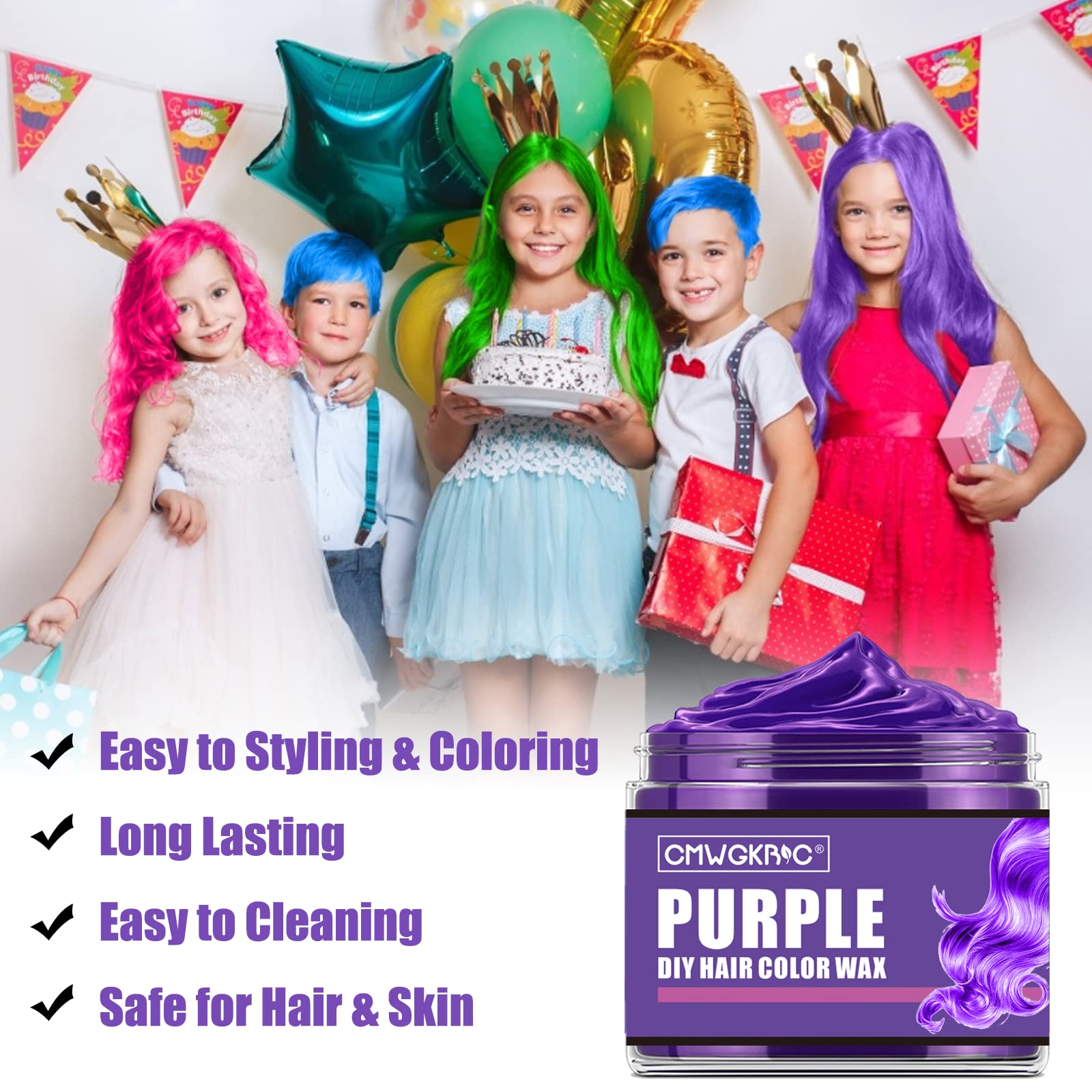 QUNGCO green temporary hair color wax application for bold teen looks