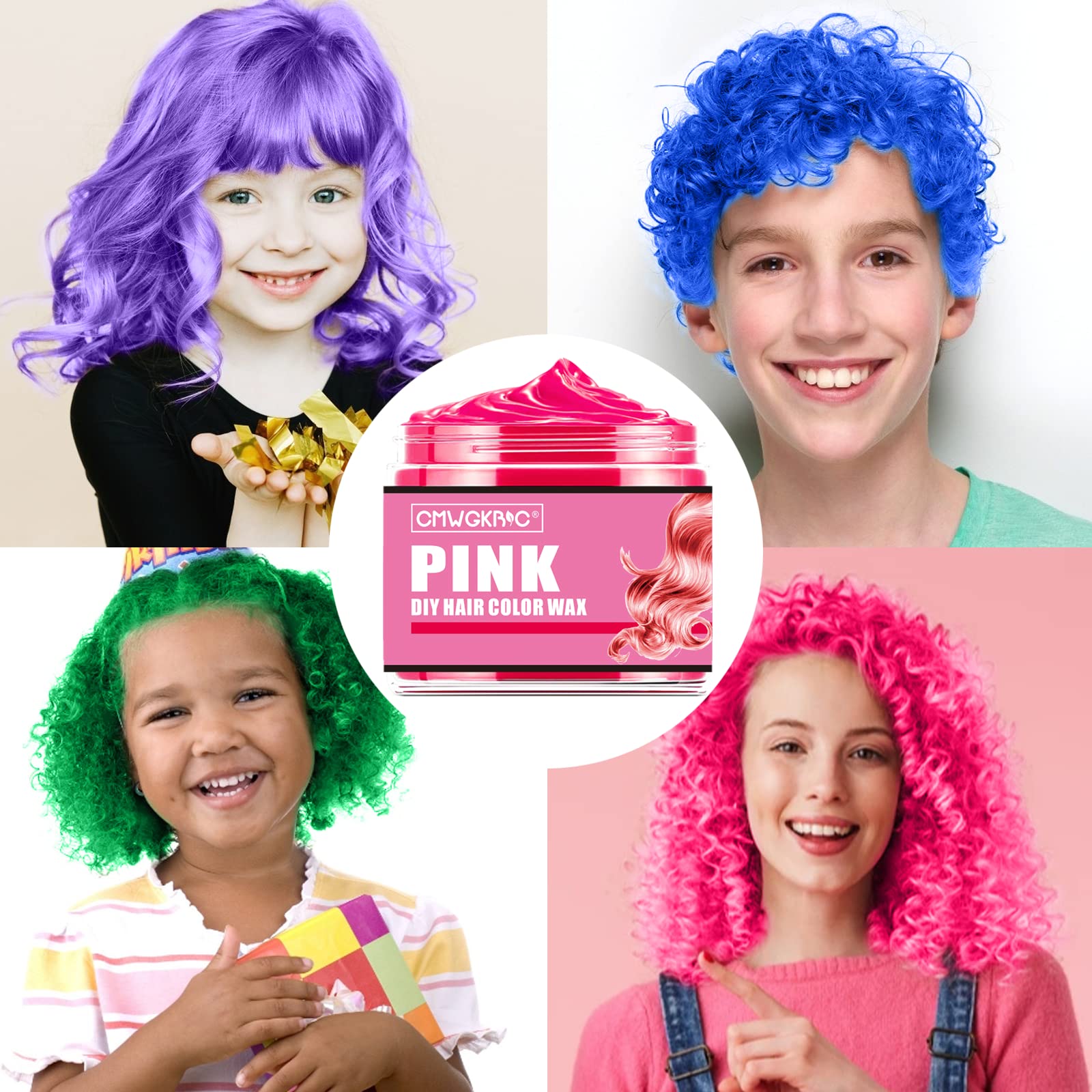 QUNGCO pink temporary hair color wax application for playful festive styles