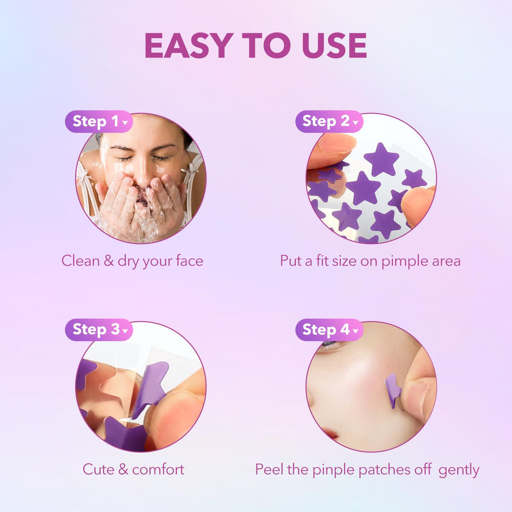 Parches estrella QUSTERE coloridos, compatibles con maquillaje para diversas ocasiones.