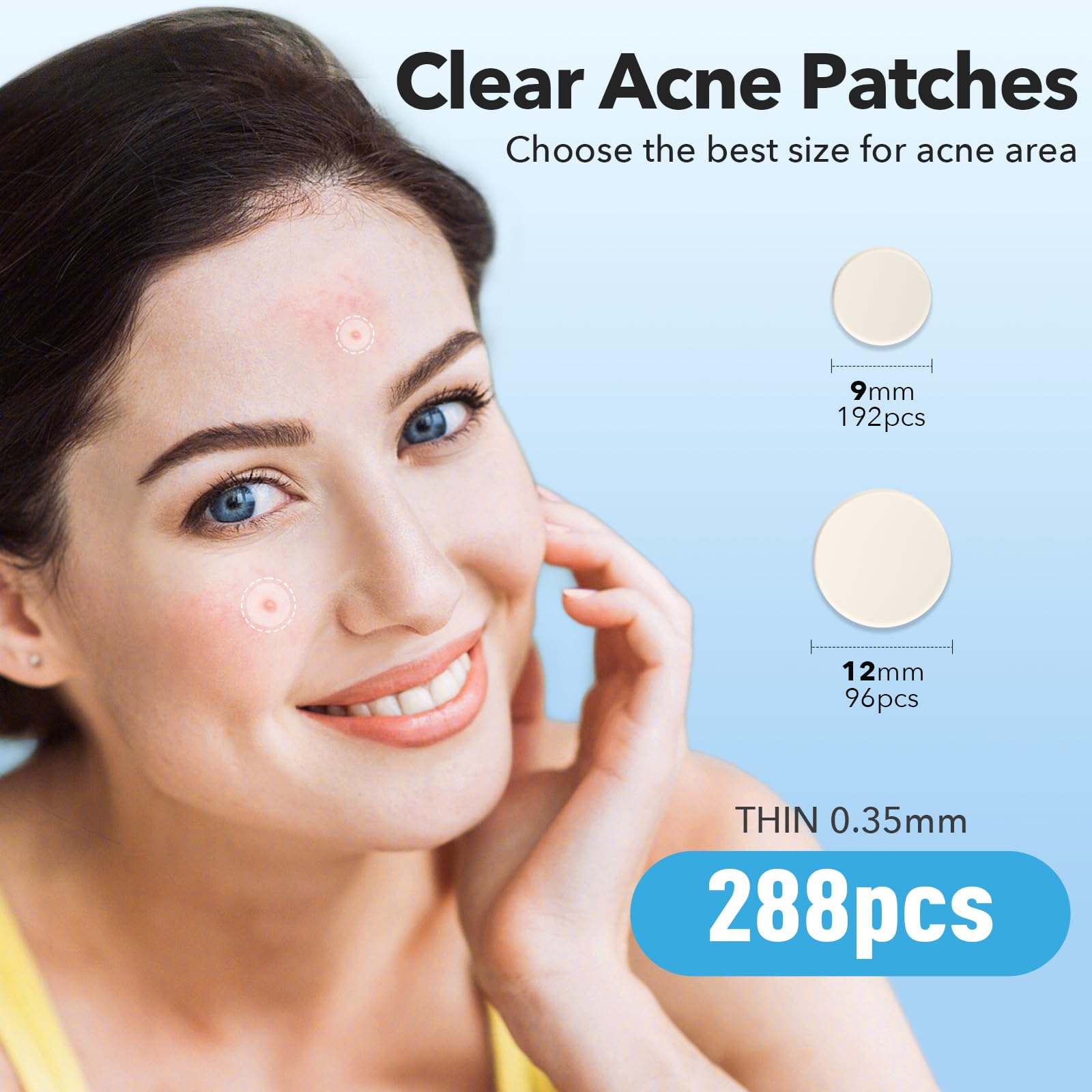 QUSTERE 12mm patch covers larger spot, providing overnight protection.