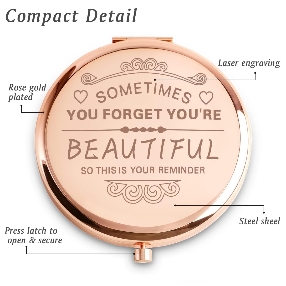 QUSTGO gift-ready compact mirror in a stylish box, perfect for Galentine's Day.
