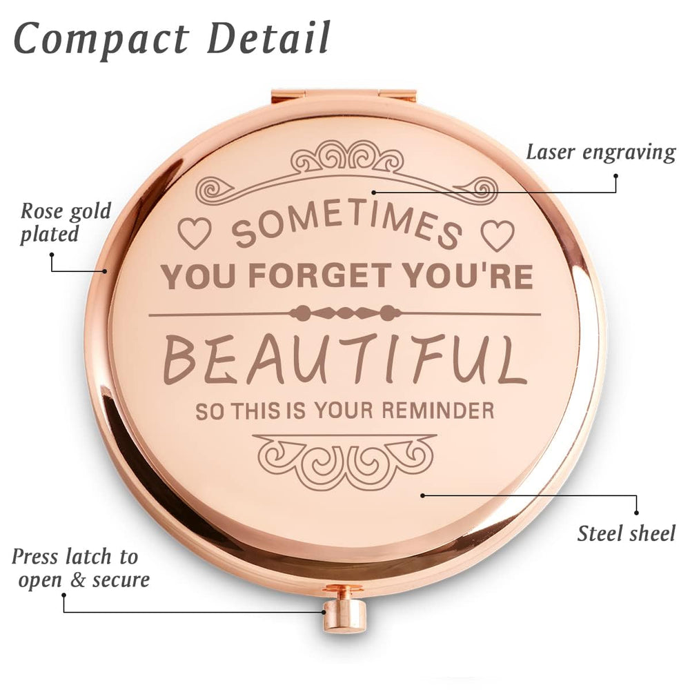 QUSTGO gift-ready compact mirror in a stylish box, perfect for Galentine's Day.