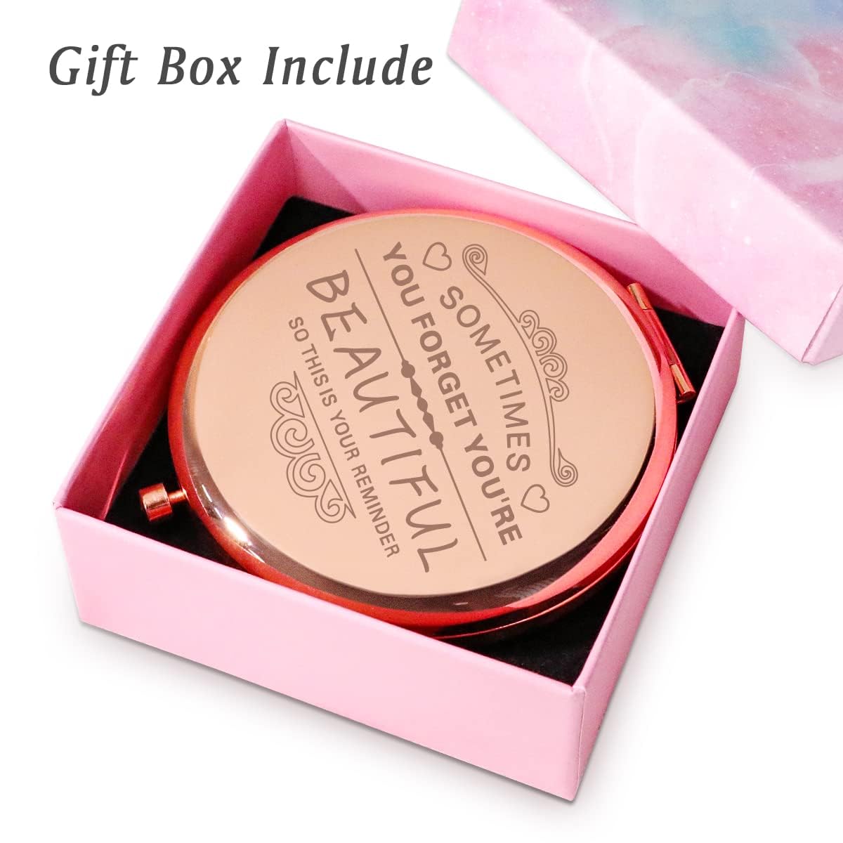 QUSTGO graduation or birthday compact mirror keepsake for her.