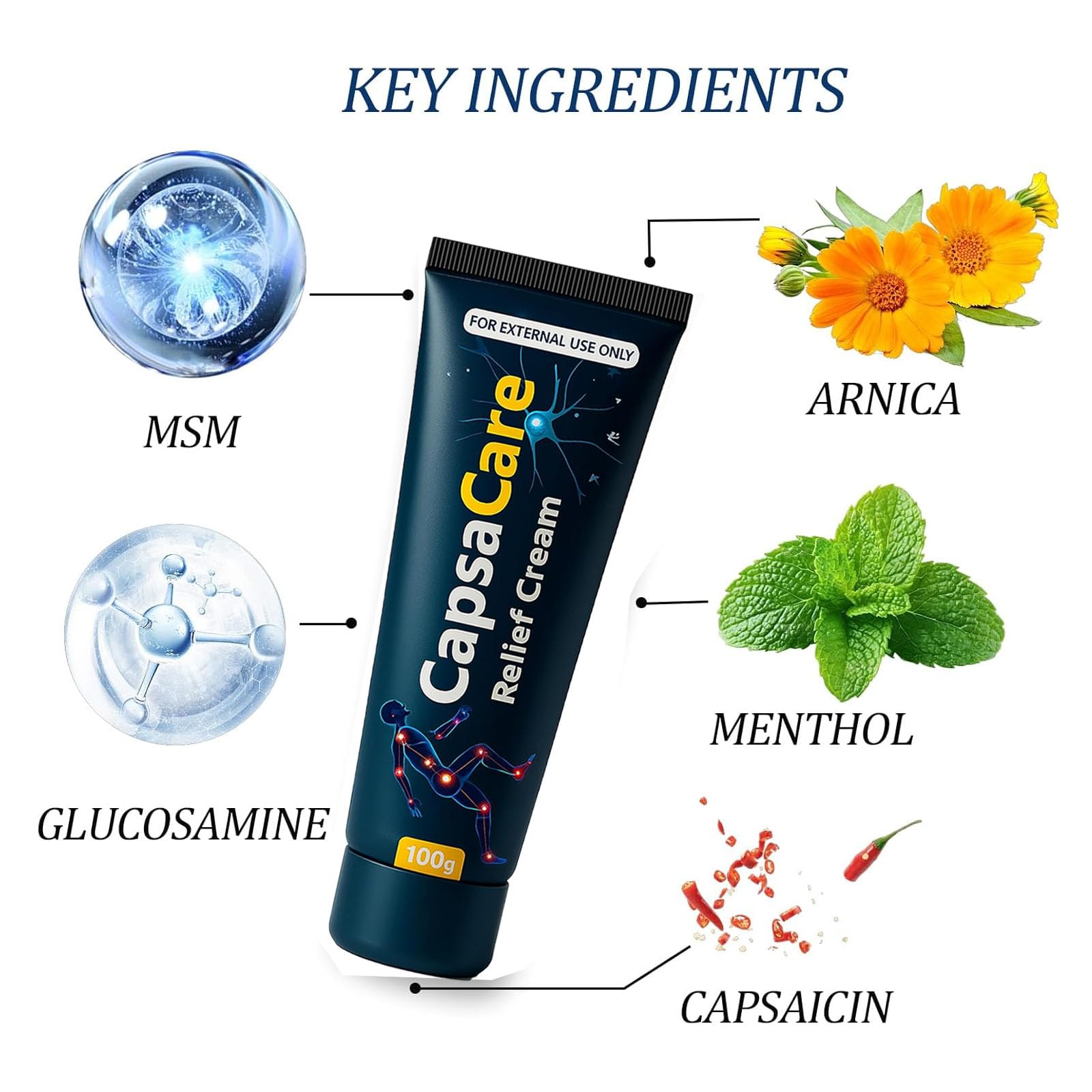 QUZOYU Capsacare cream bottle being applied for easy use