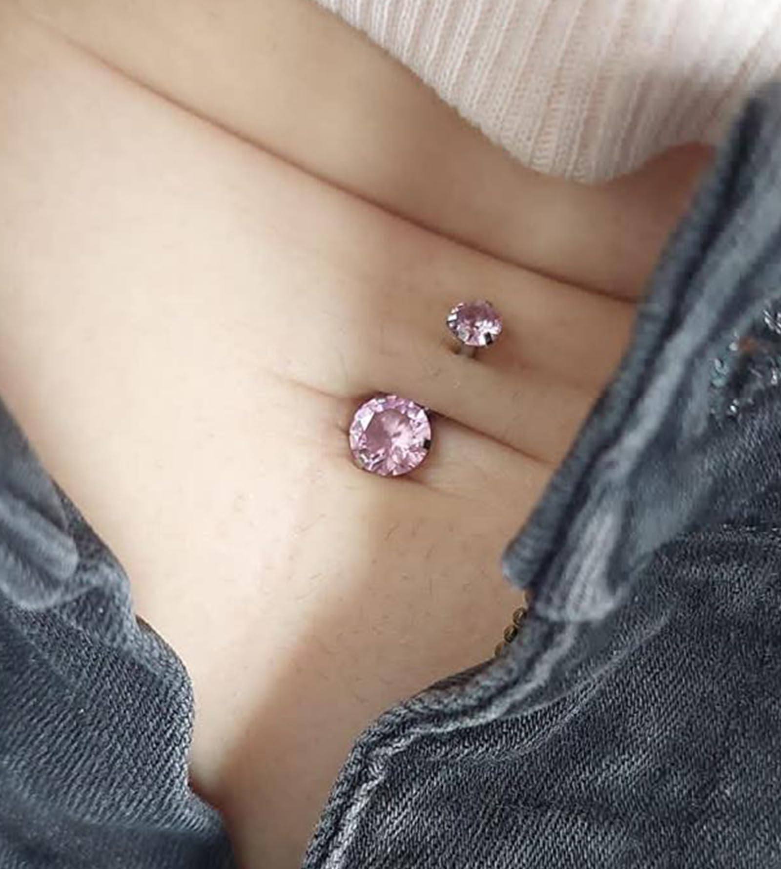 QWALIT aguja perforación ombligo 13g, acero inoxidable y pulido