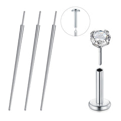 QWALIT piercing taper top view shows compatibility with most threadless jewelry
