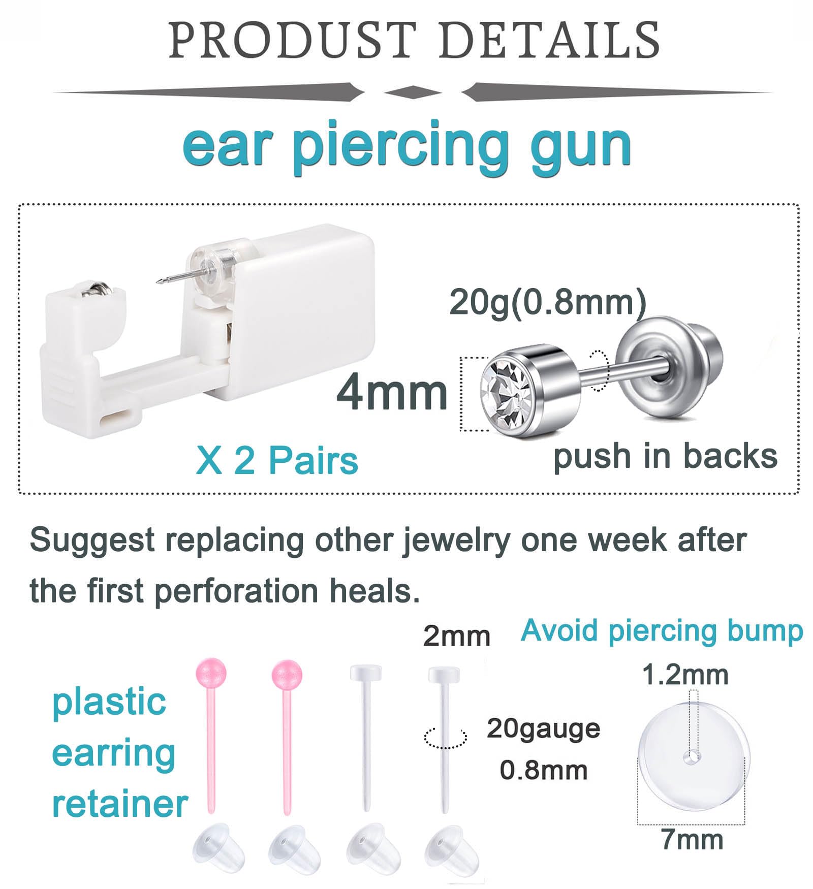 QWALIT self piercing earrings designed for quick, clean at-home use