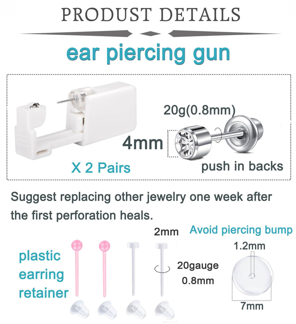 QWALIT self piercing earrings designed for quick, clean at-home use