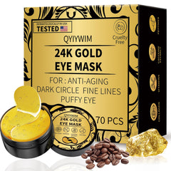 Parches de ojos Qyiywim 24K oro para reducir ojeras e hinchazón.
