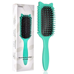 QYuekar curl defining brush with cat-head design in green for defined curls
