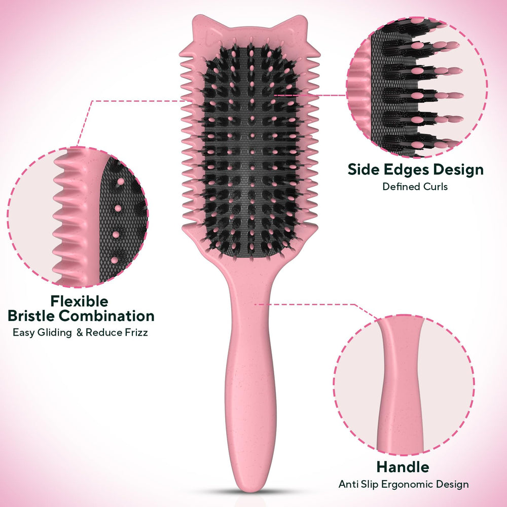 QYuekar curl-defining brush detangles gently while preserving curl pattern.
