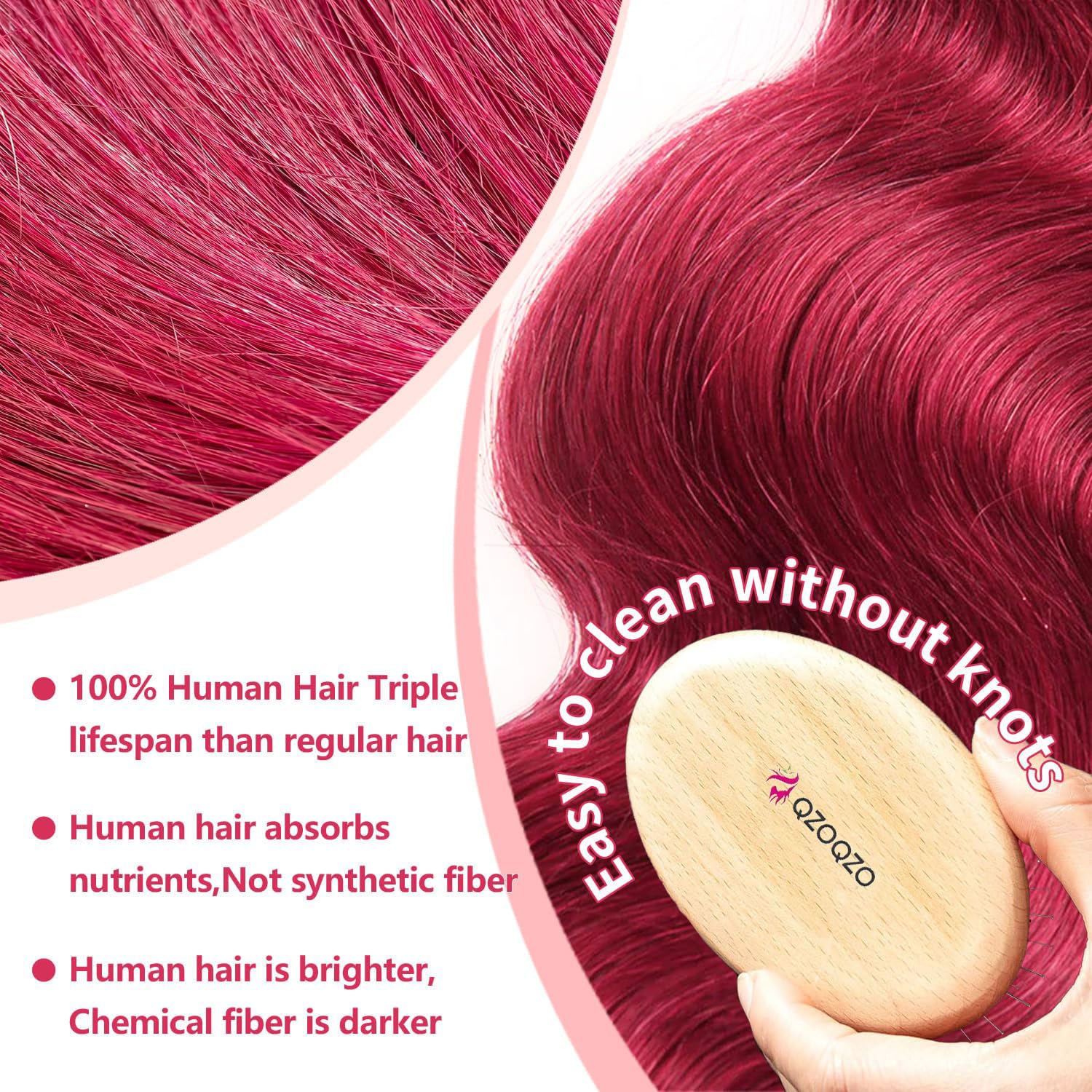 QZOQZO burgundy lace front baby hair detail enhances natural look