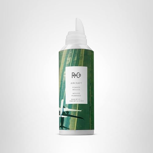 R+Co Aircraft Pomade Mousse packaging with vegan formulation