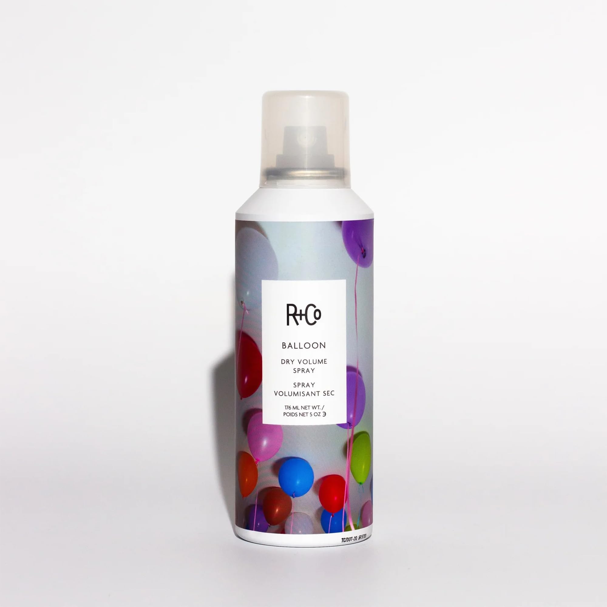R+Co BALLOON packshot highlights volumizing spray for easy styling
