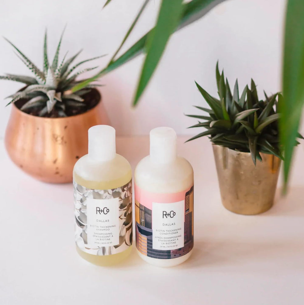 R+Co Dallas Biotin Thickening Conditioner creamy texture for soft, bouncy hair