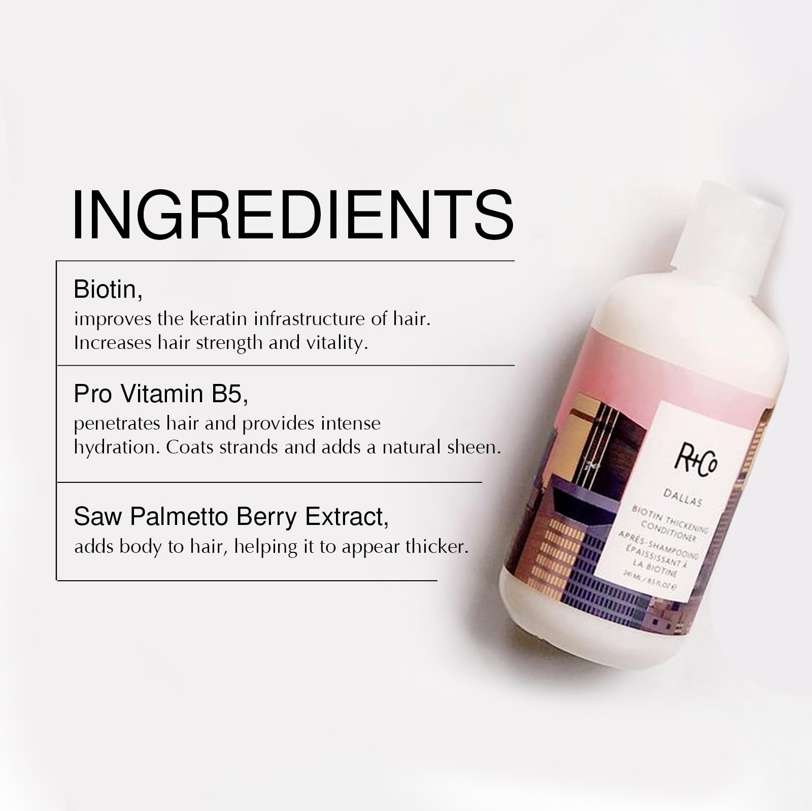R+Co Dallas Biotin Thickening Set packaging showcases premium duo
