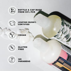 R+Co Dallas Biotin thickening set packaging highlights compact travel-ready hair care.