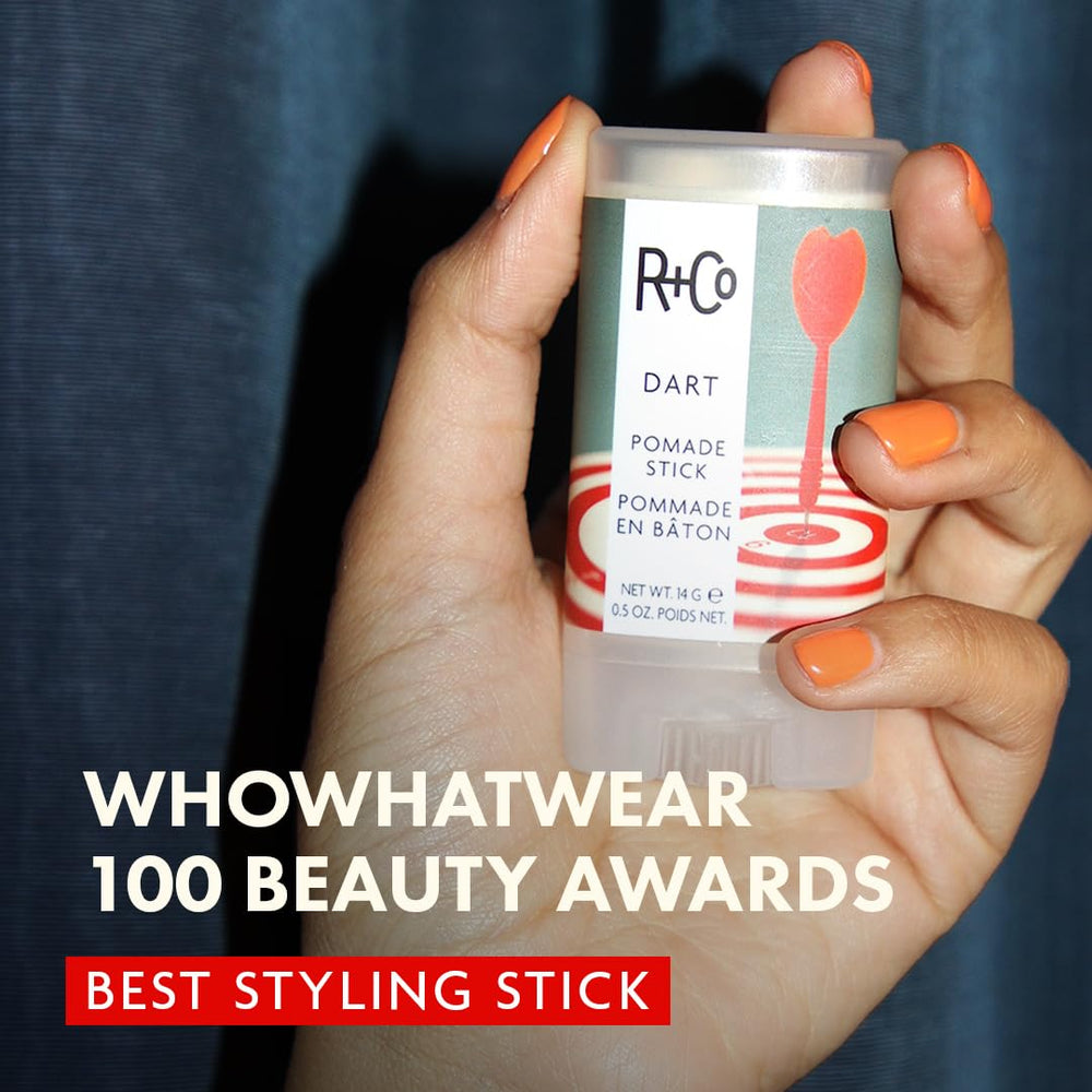 R+Co Dart Hair Wax Stick providing light hold with a smooth finish