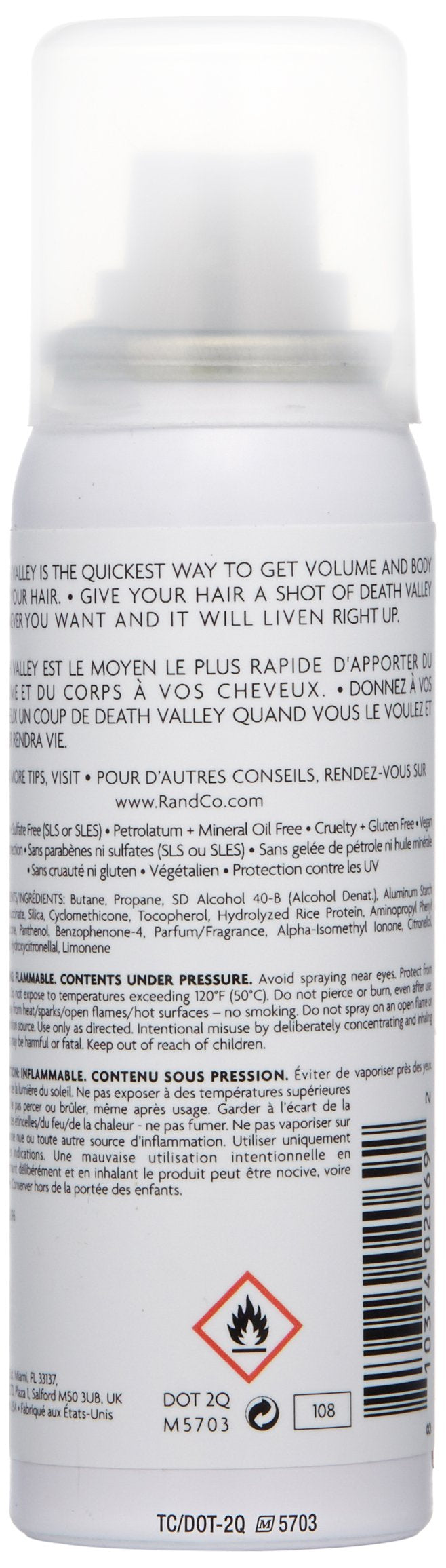 Aplicación rápida de Death Valley para controlar aceites y peinado