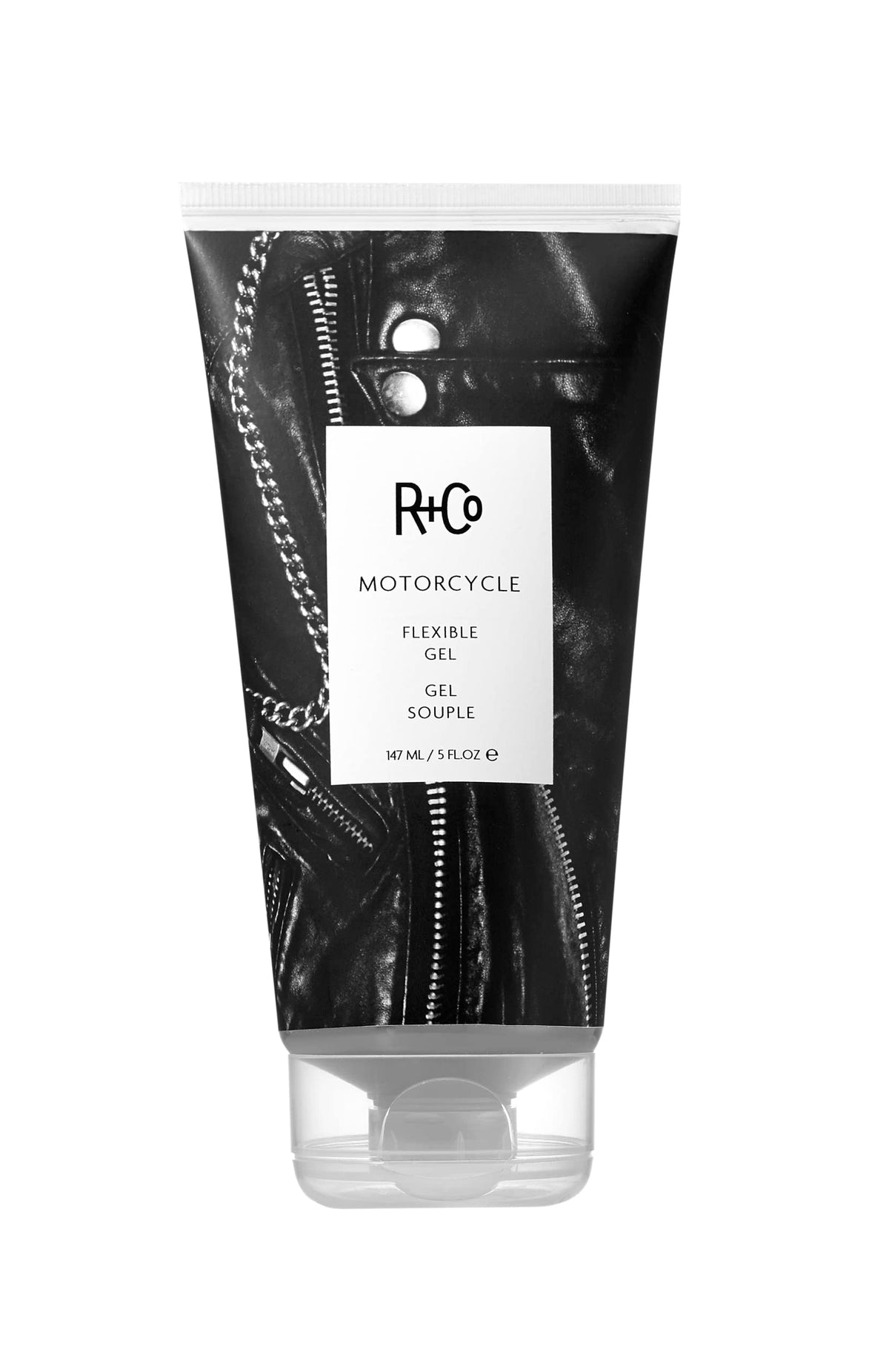 R+Co Motorcycle Flexible Gel bottle shows premium packaging for versatile styling