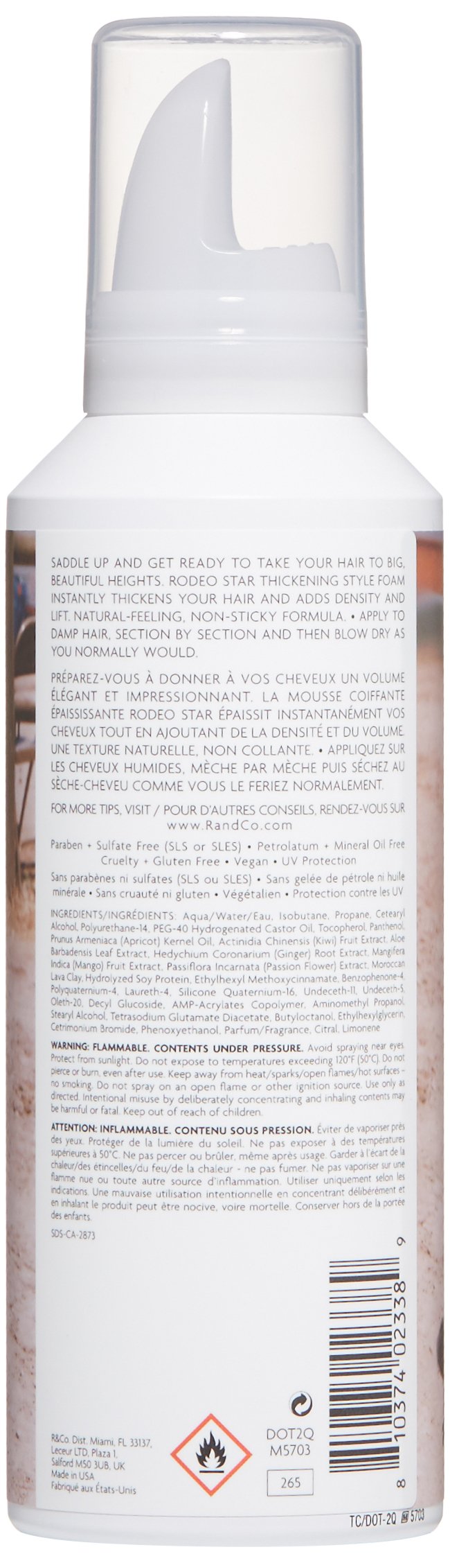 R+Co Rodeo Star Thickening Style Foam being dispensed with smooth application