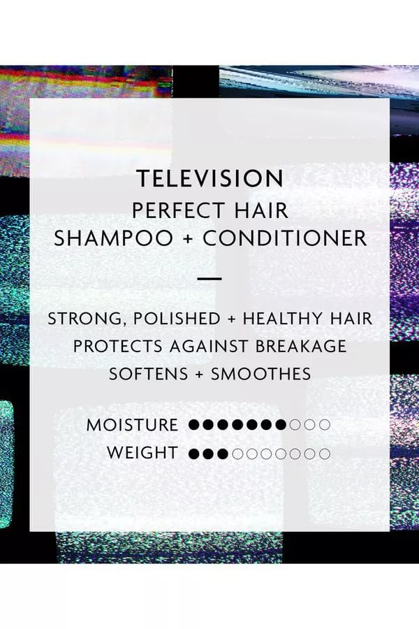 Texture close-up showing glossy finish after using the Television Perfect Hair set.