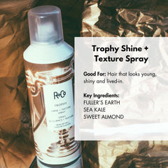 R+Co Trophy Shine + Texture Spray spray mist distributes even shine.