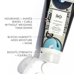 R+Co TURNTABLE texture shot highlights smooth, non-crunch curls.