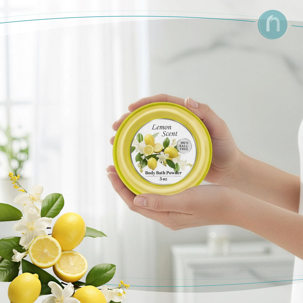 R-NEU after-bath powder helps keep skin soft and dry.