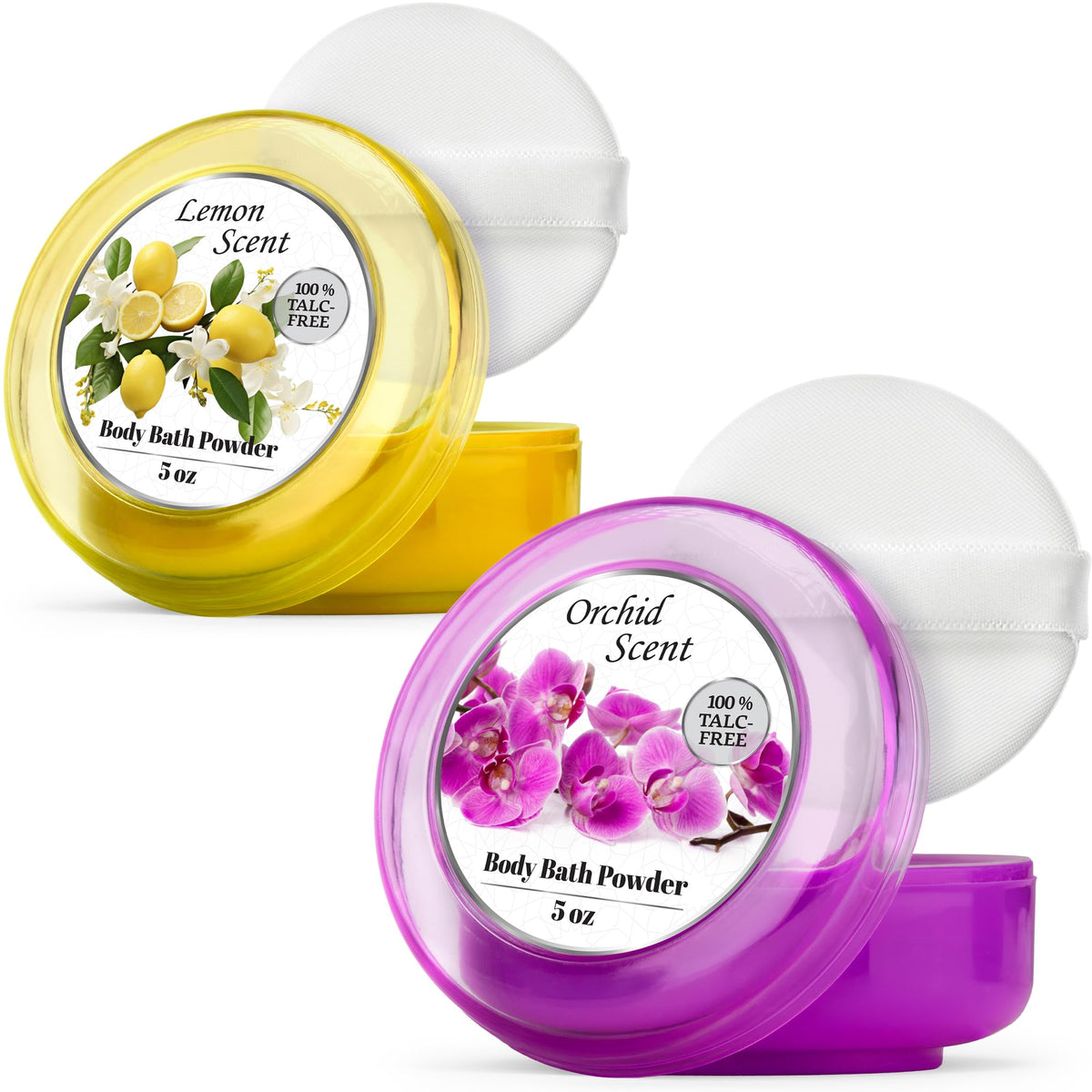 R-NEU body powder with plush puff for easy, smooth application.