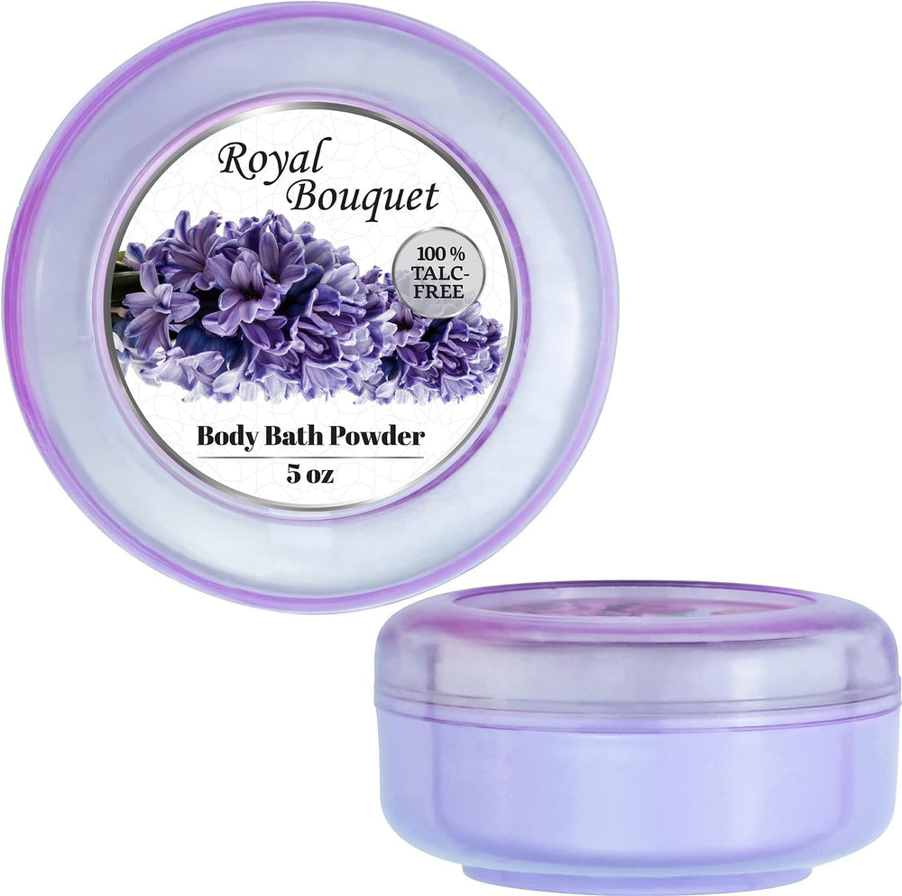 R-NEU Royal Bouquet scented powder bottle with elegant fragrance.