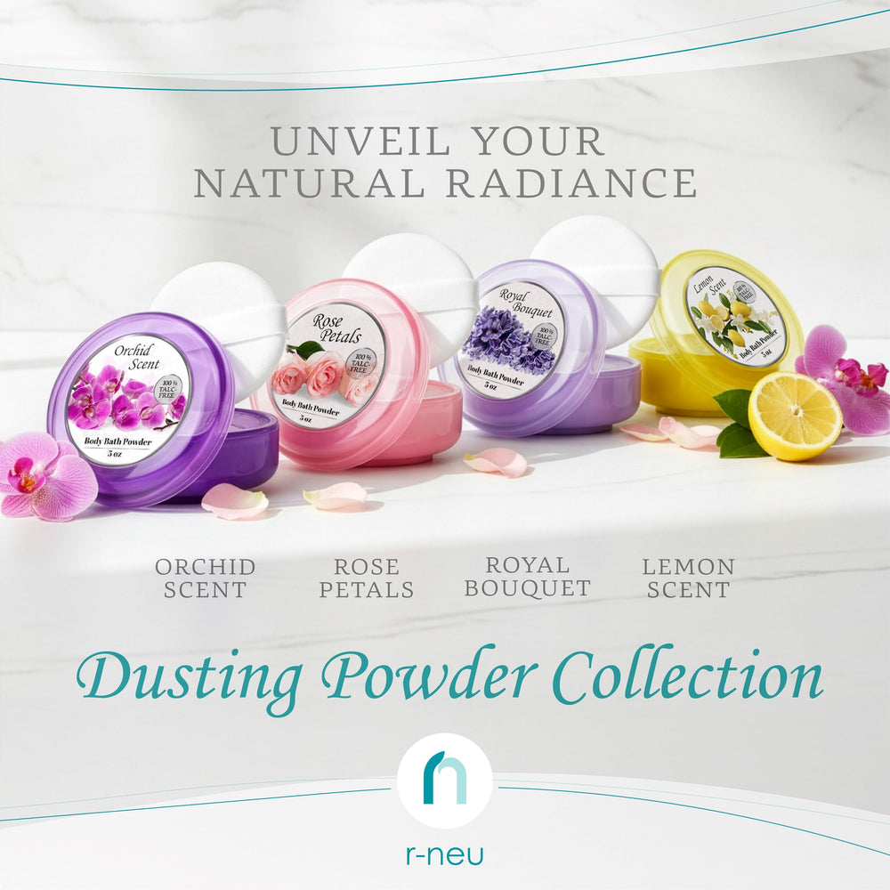 R-NEU travel-friendly powder set fits purses or bags on the go.