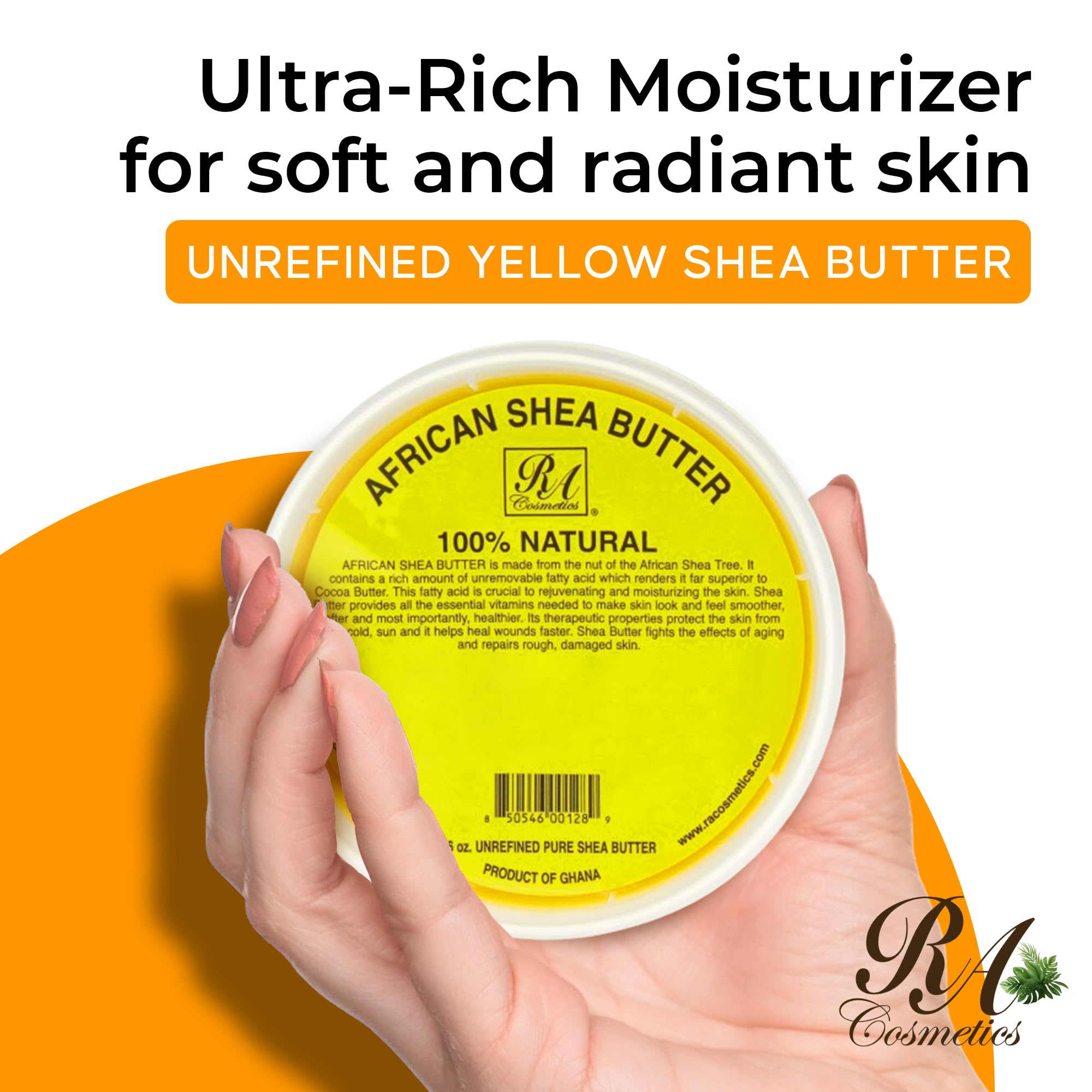RA Cosmetics Manteca de Karité Dorada, textura rica para una piel suave.