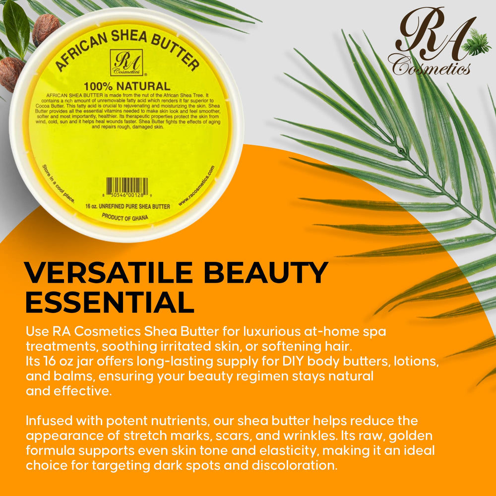 RA Cosmetics Manteca de Karité Dorada, cuidado diario para piel y cabello de forma natural.