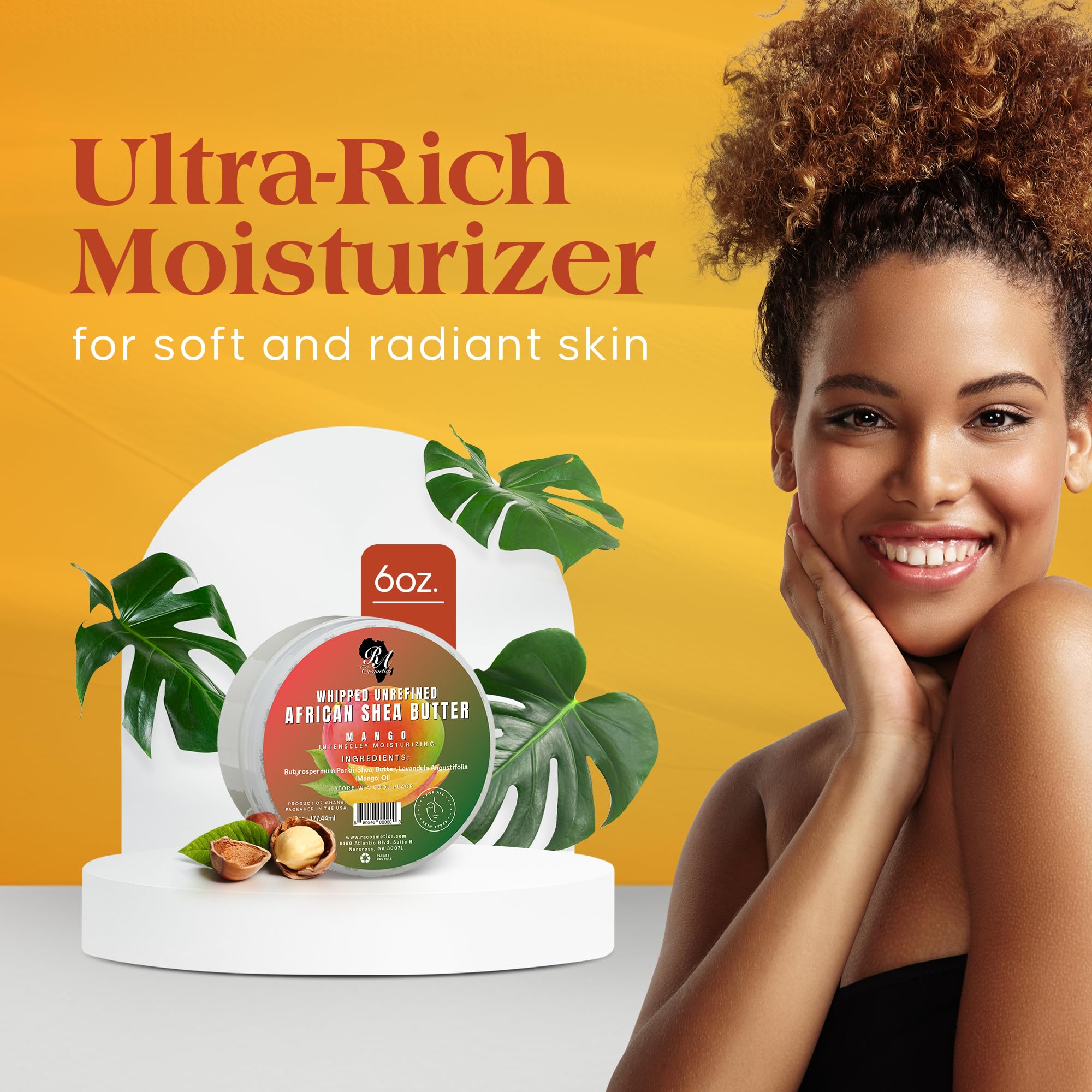 RA COSMETICS Manteca de Karité Mango, cuidado de talones secos y ásperos.