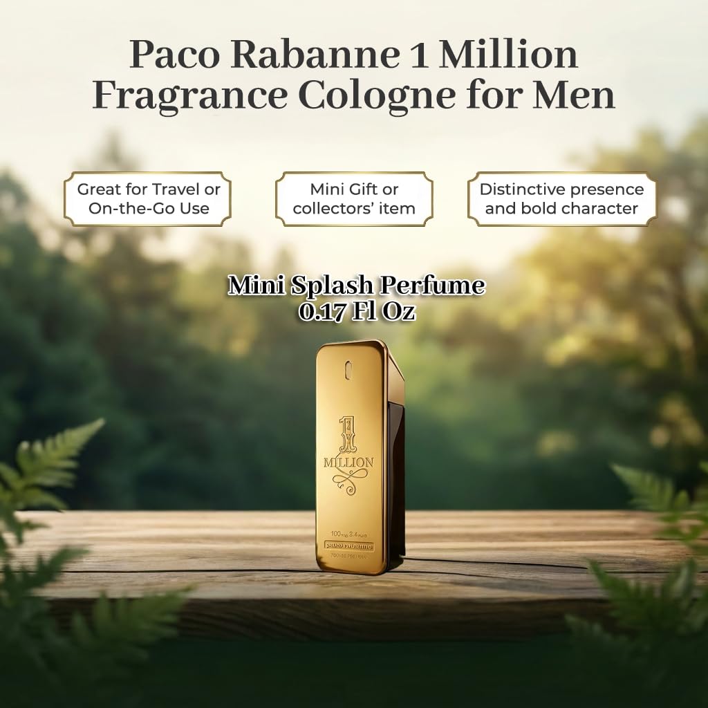 Paco Rabanne 1 Million mini EDT bottle close-up highlighting fresh and spicy notes
