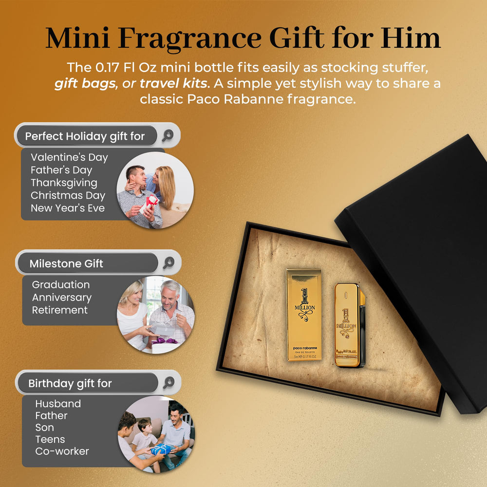 Paco Rabanne 1 Million mini EDT packaging for convenient travel