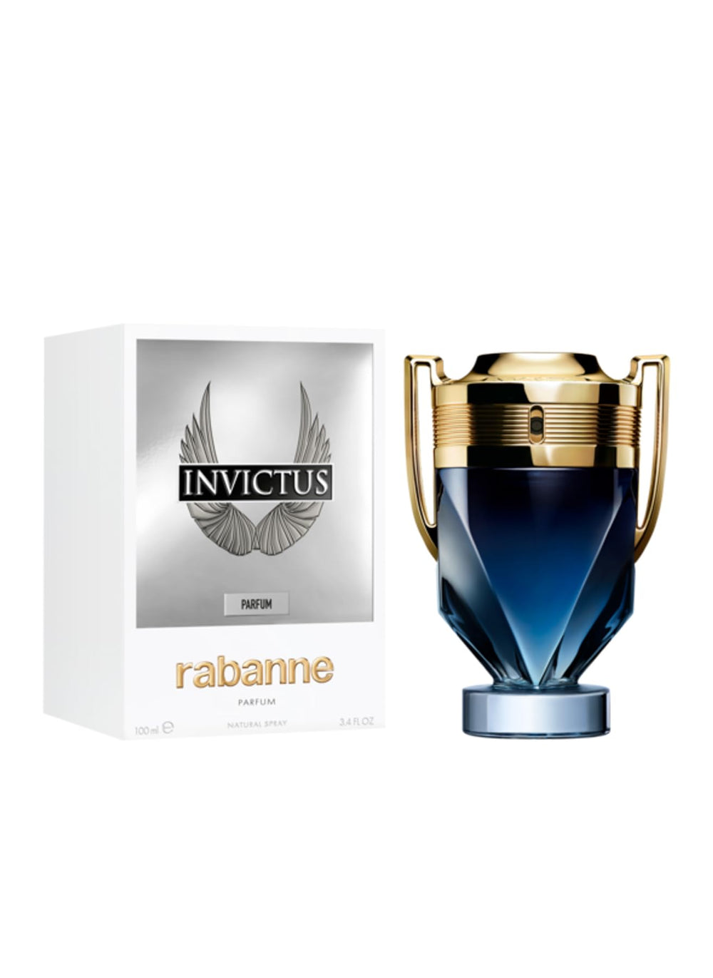 Invictus Parfum spray poised for pulse-point application delivering a lasting aromatic trail.