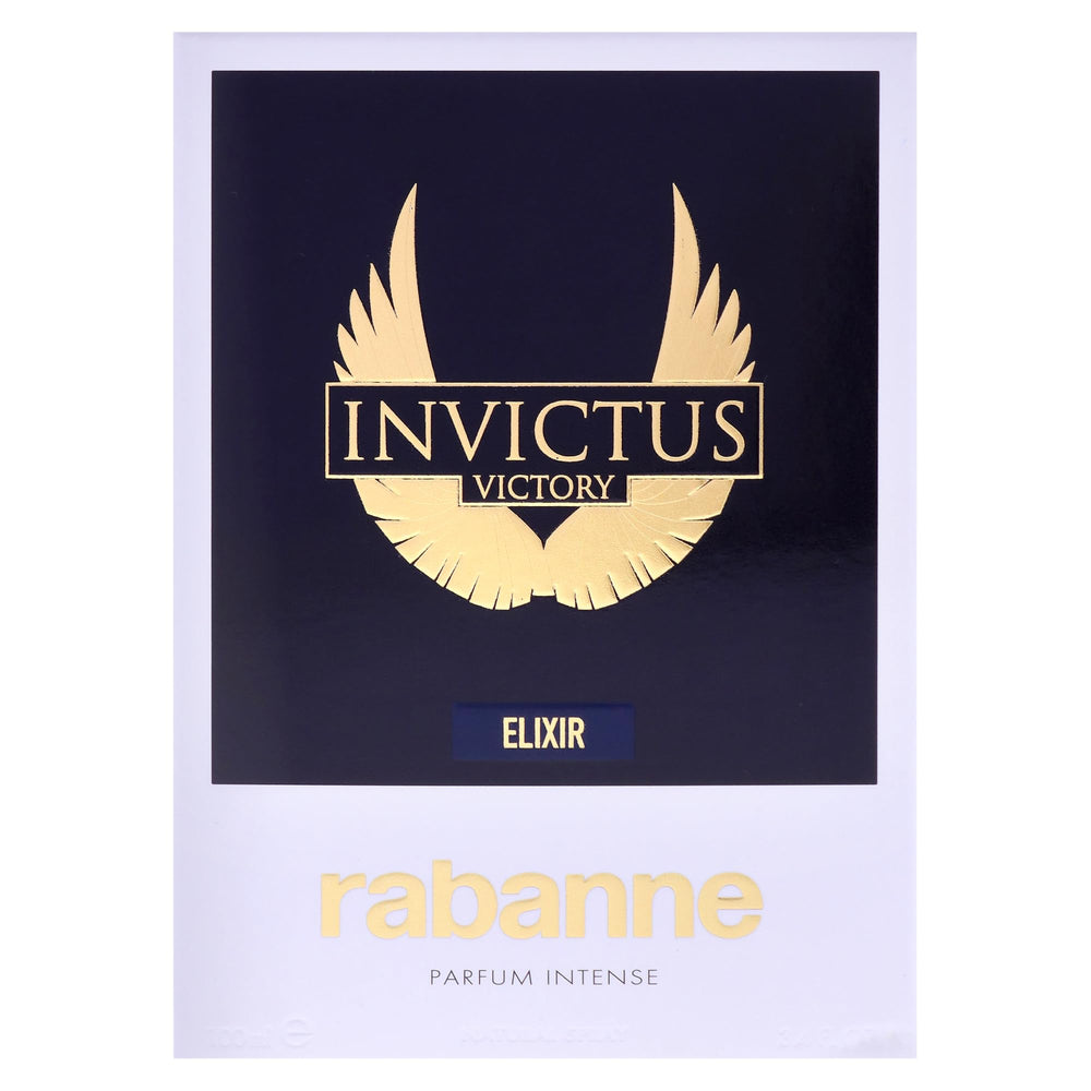 Rabanne Invictus Victory Elixir amber-wood mood suggested by rich bottle tones.