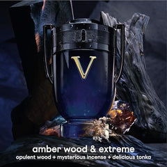 Rabanne Invictus Victory Elixir cap detail highlights iconic luxury bottle design.