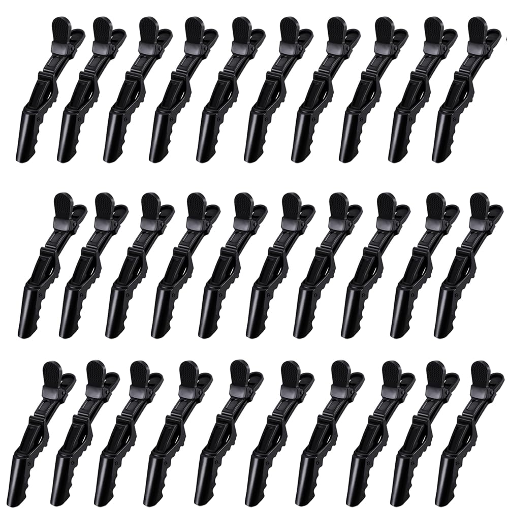 Rabetly alligator hair clip pack in black for secure sectioning of thick hair.