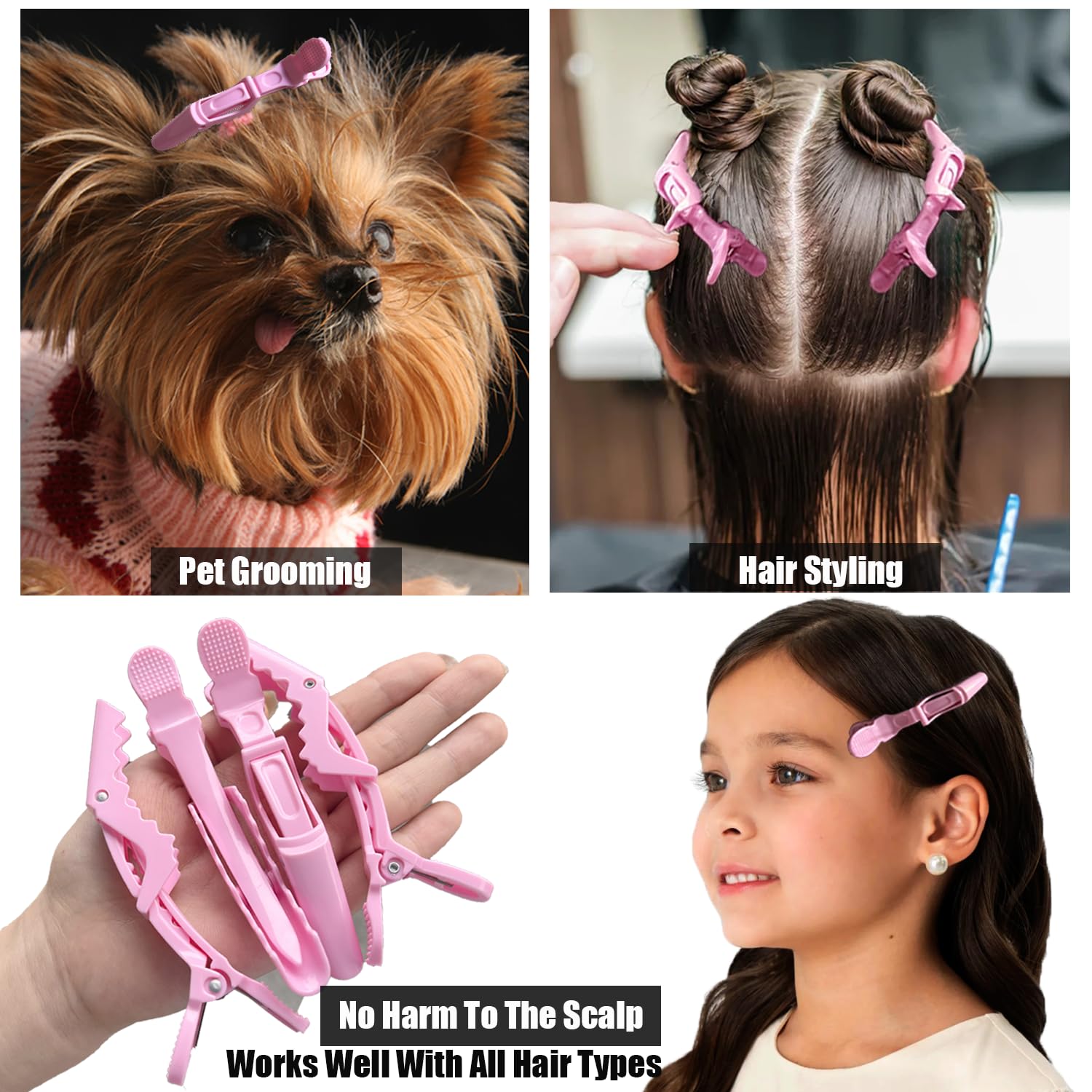 Rabetly travel-friendly pink clips ideal for on-the-go styling