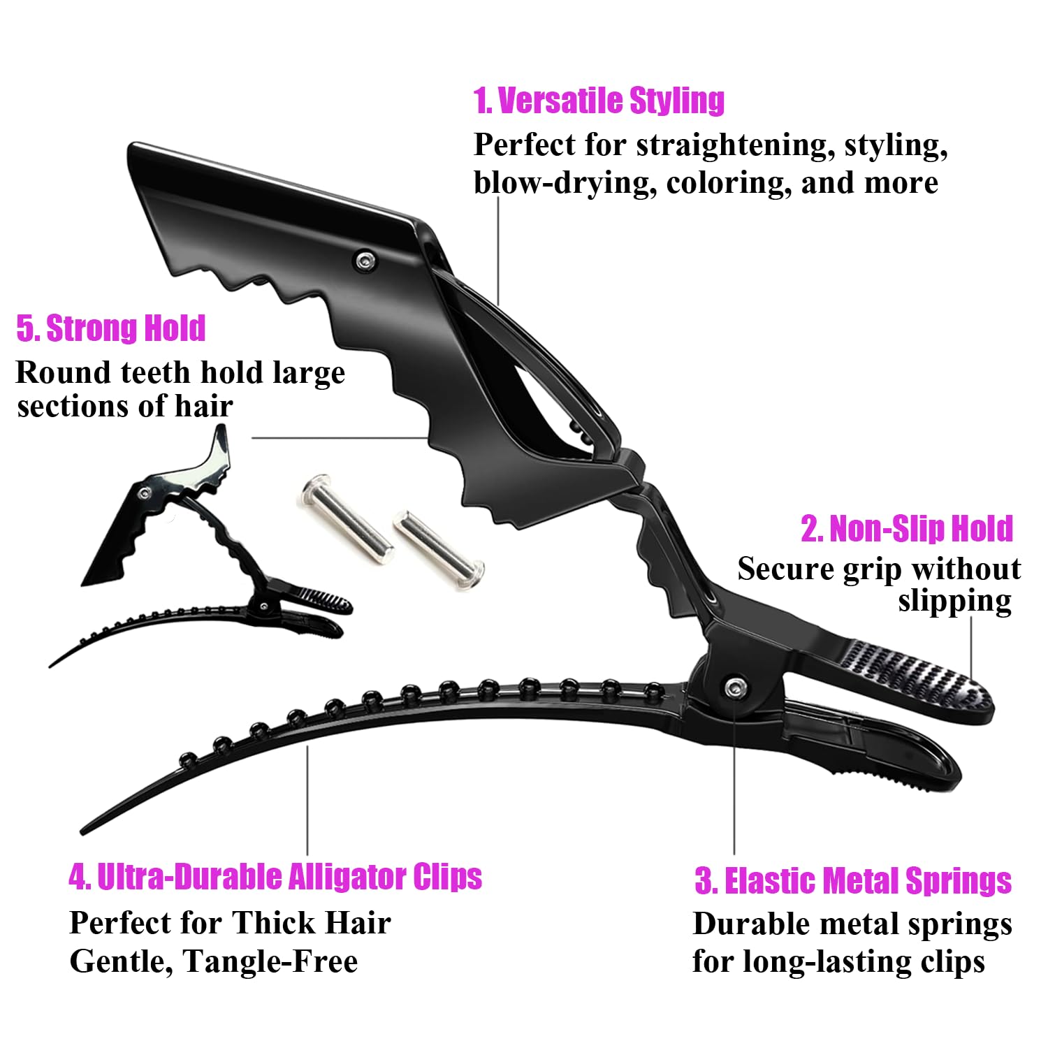 Rabetly wide-teeth clip ensuring gentle hold without hair damage.