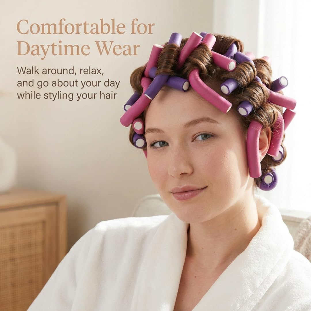 Using Rachel Roy Flexi Rods overnight creates soft, heatless curls for daybreak styling