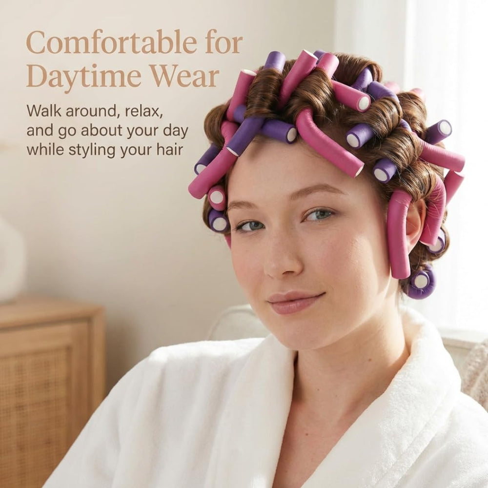 Using Rachel Roy Flexi Rods overnight creates soft, heatless curls for daybreak styling