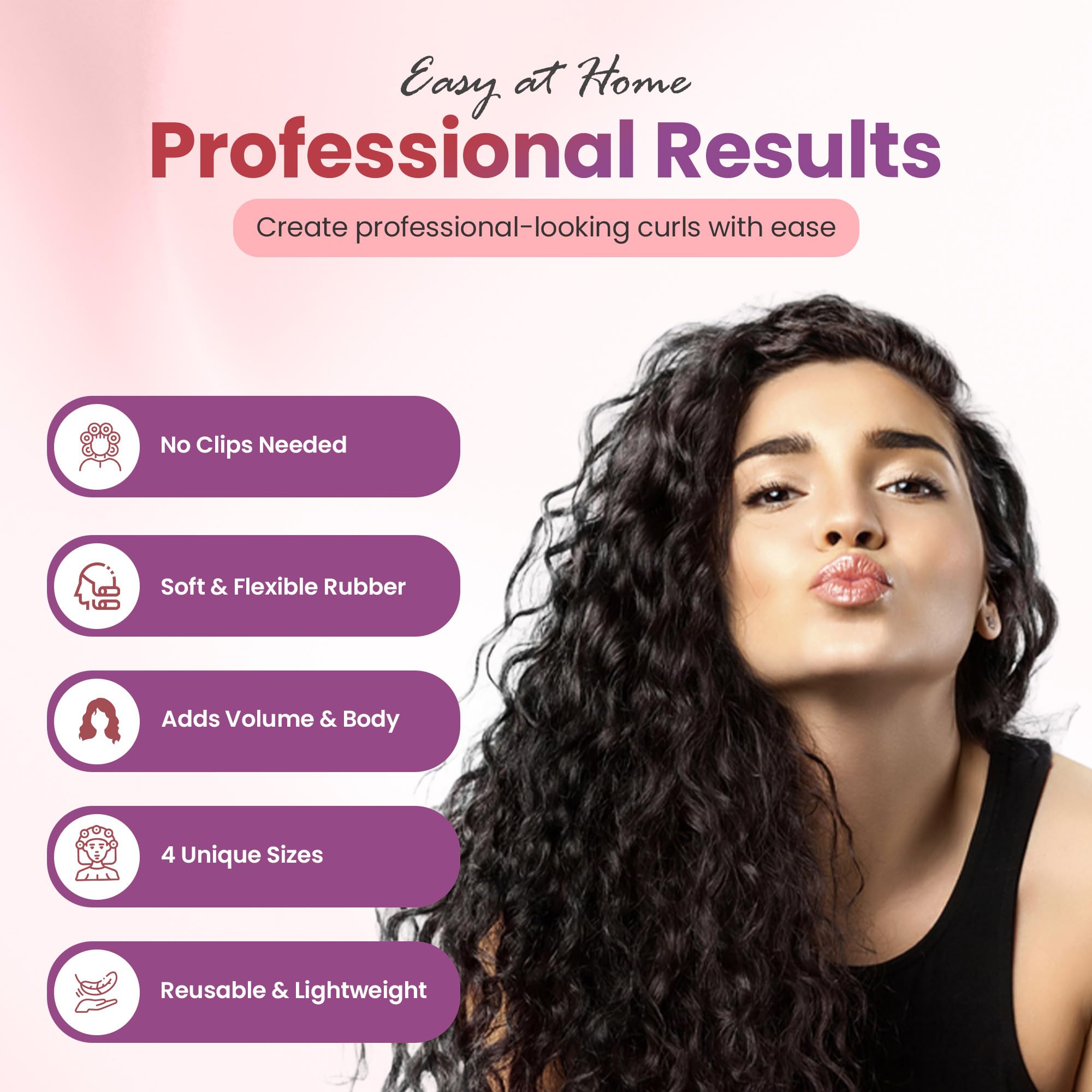 Medium-length hair wrapped around rollers yields soft waves with Rachel Roy