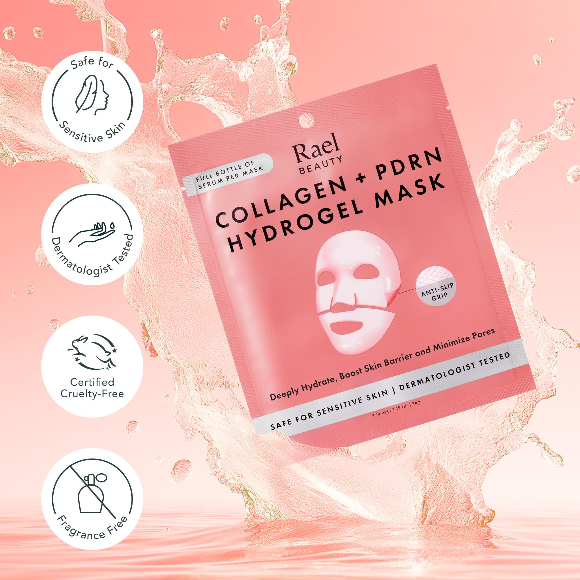 Rael Face Mask mejora la firmeza y plenitud visual.