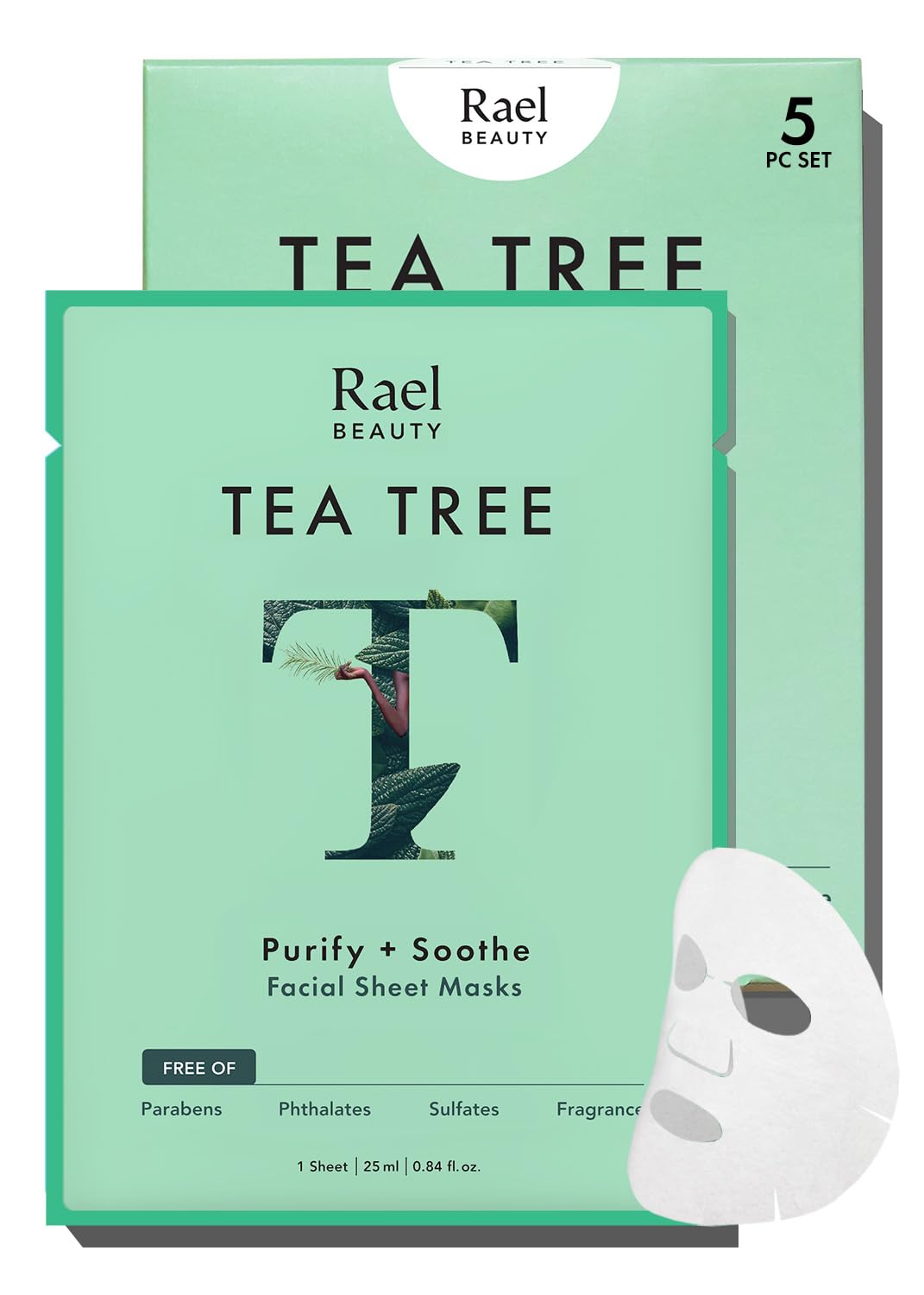 Rael mascarilla arbol del te bambu en rostro para purificar poros.