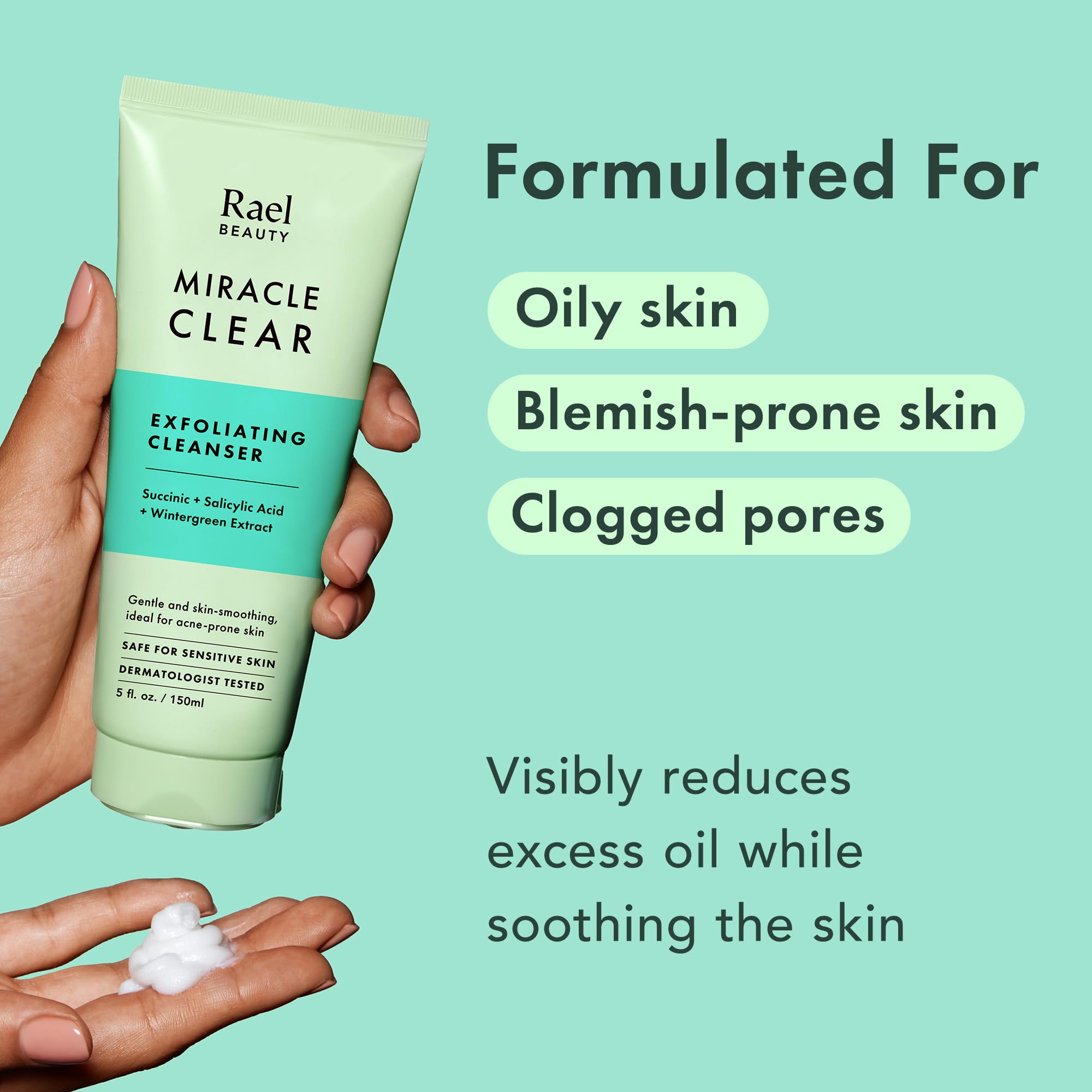 Rael Miracle Clear: ingrediente ácido succinico ayuda a purificar la piel.