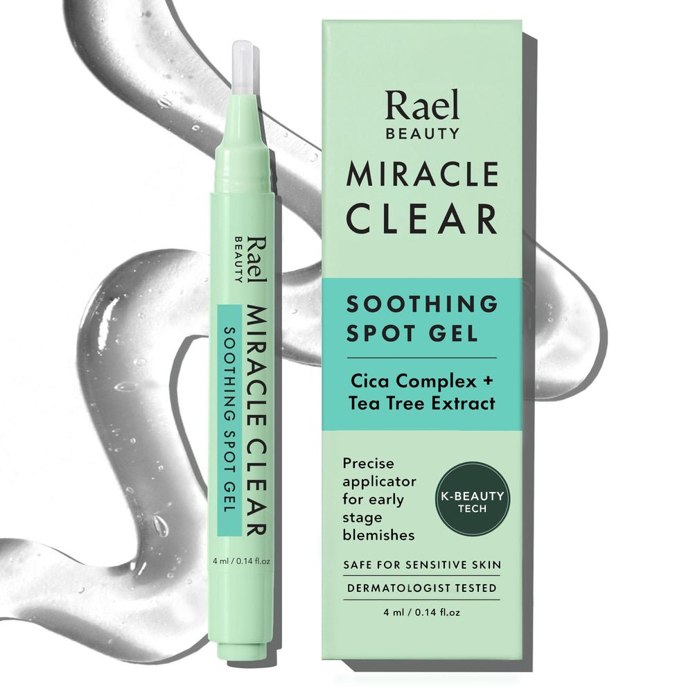 Rael Miracle Clear Spot Gel en su empaque, opción práctica para uso diario.